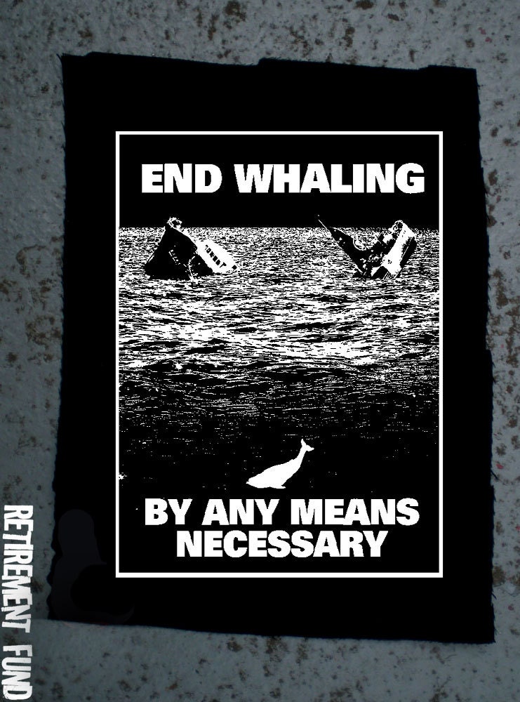Anti Whaling patch END WHALING by any means necessary animal rights vegan vegetarian