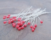 2" Head Pins with Pink Strawberry Shimmer JellyPins qty 6 bead wires