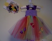 Butterfly & Dragonfly Tutu Dress Set (includes tutu dress, "over the top" boutique bow, and headband) Newborn-12 months
