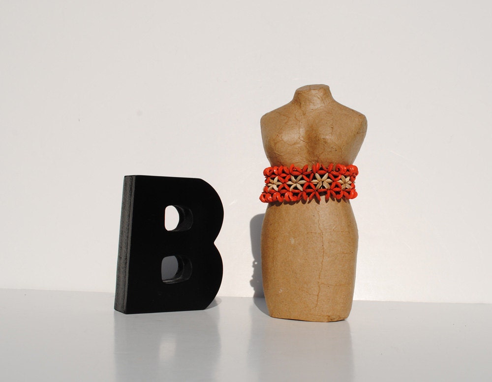 Orange and Beige Stretch Bracelet