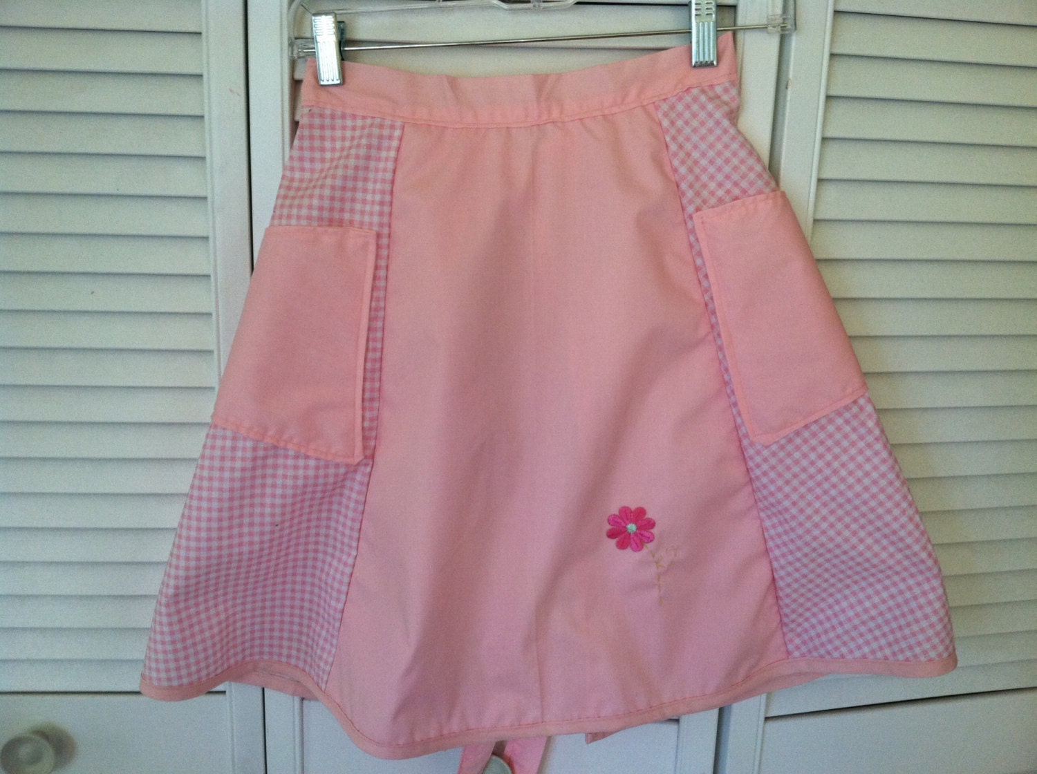Pink Gingham Half Apron