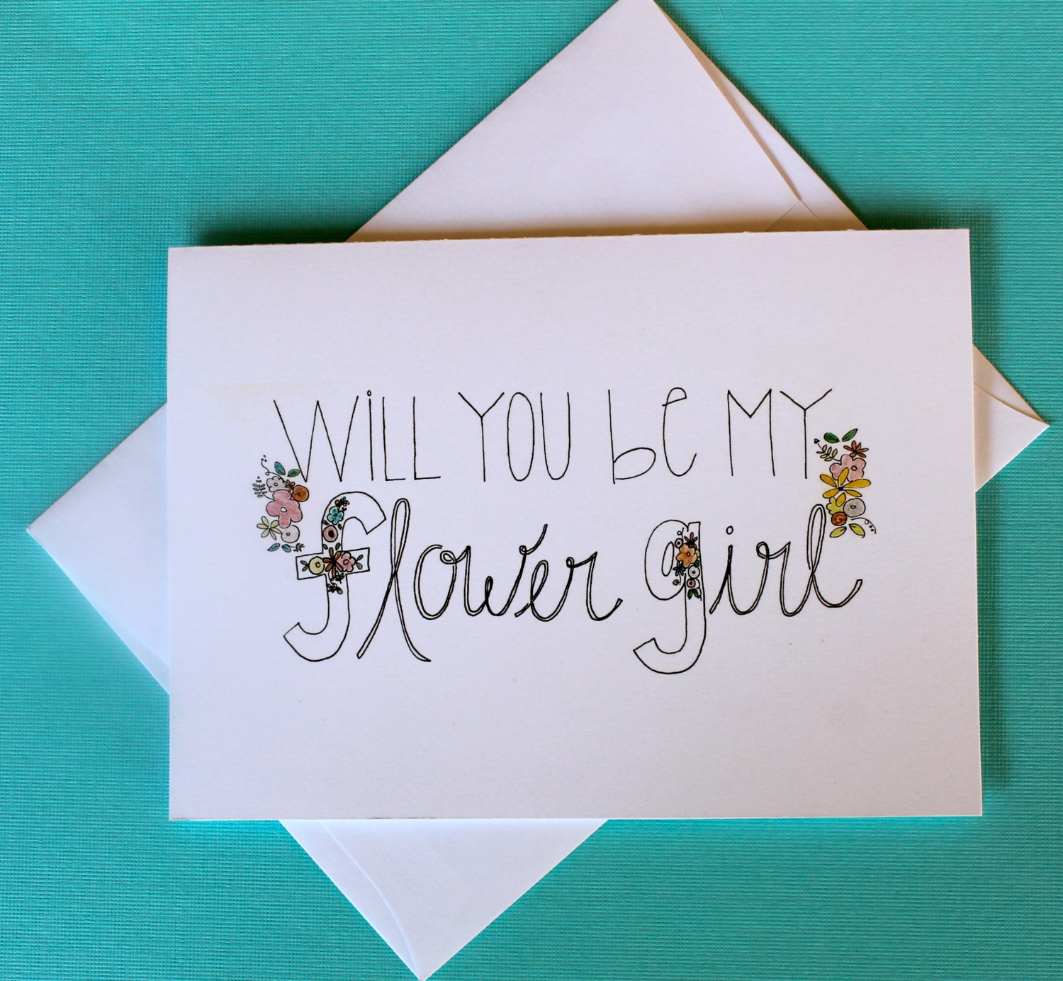 Hand drawn Will You Be My Flower Girl card