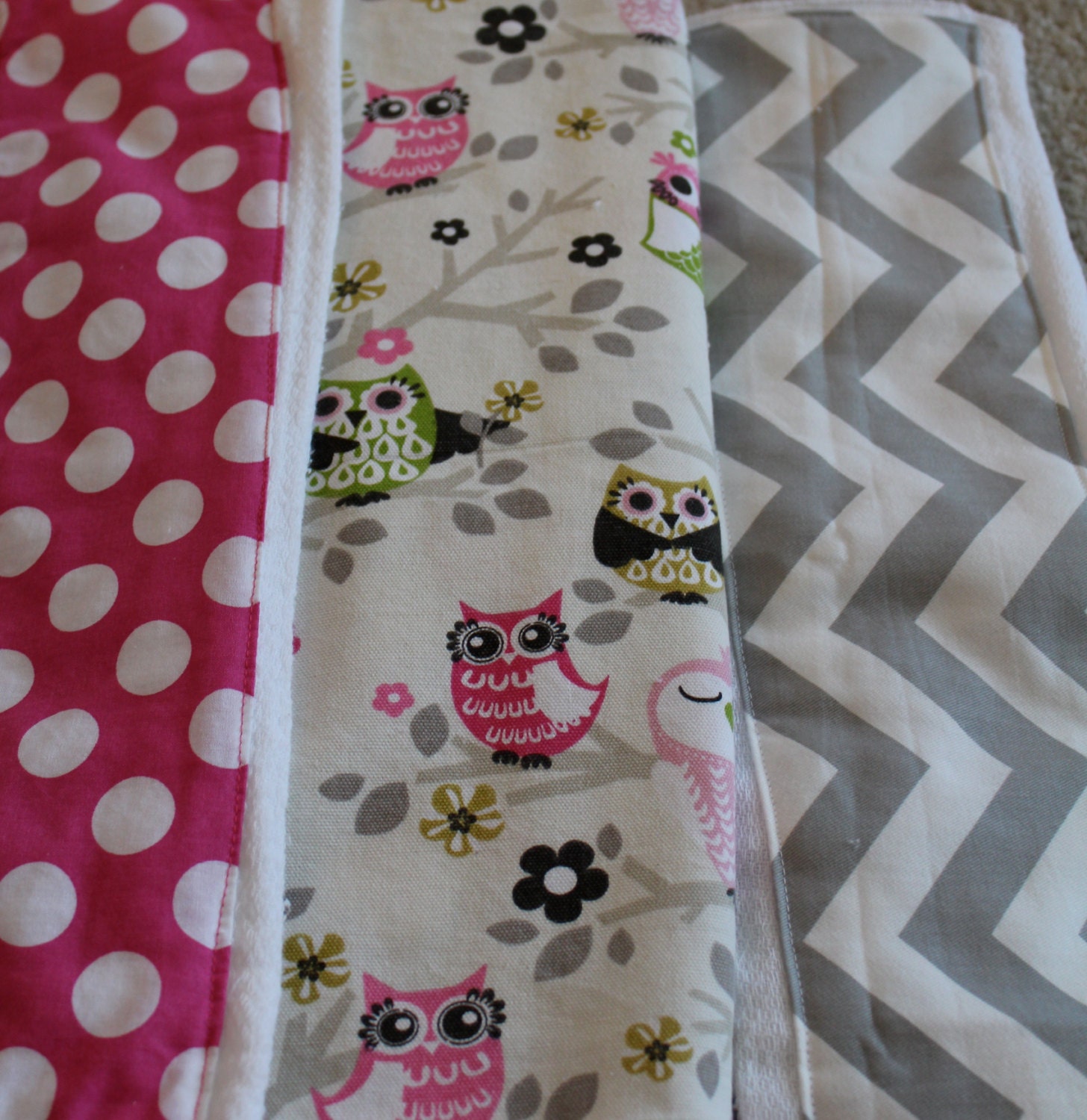 owl burp cloth set