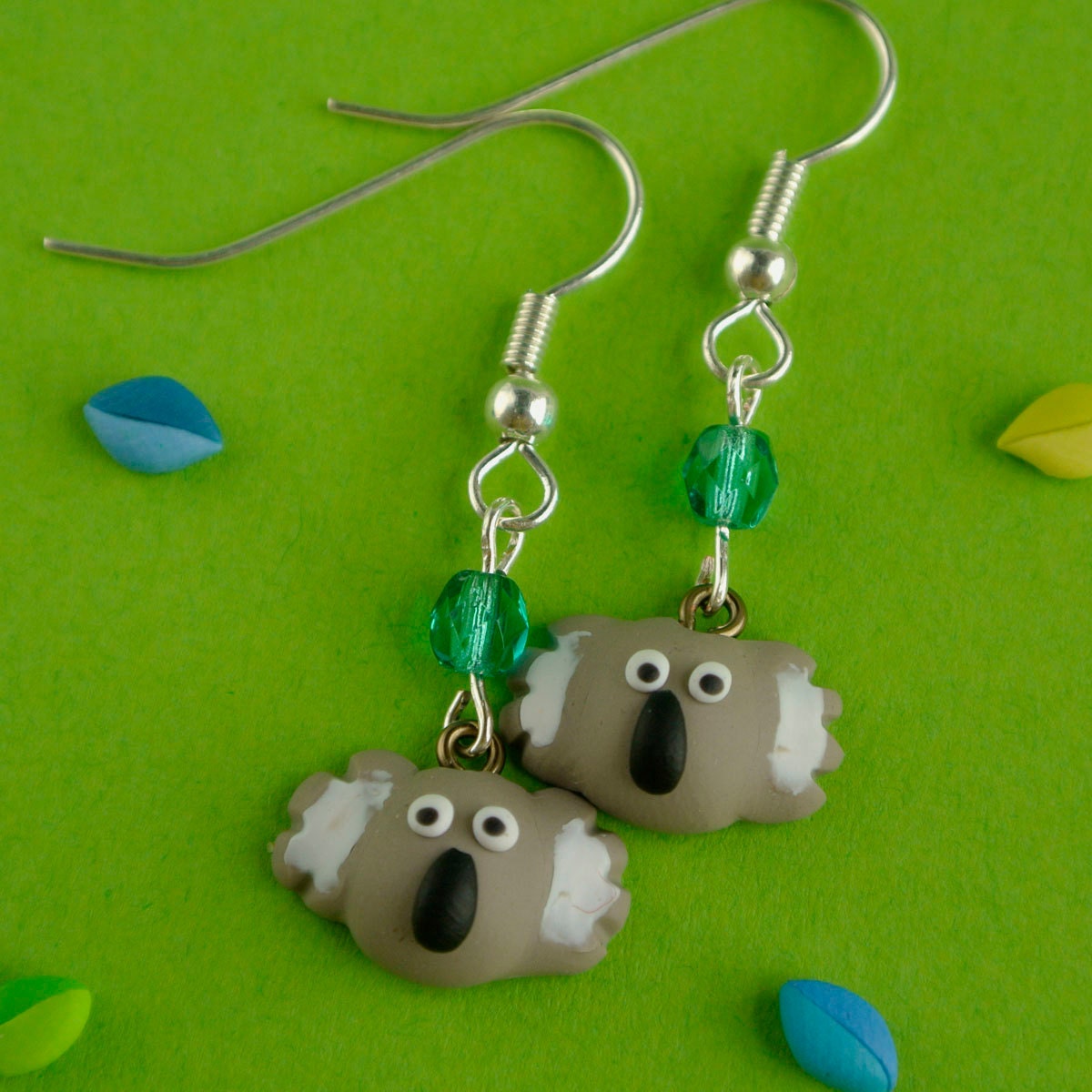 Koala dangle earrings - Cute animal jewelry - Wild life drop earrings - Creatures of the world series