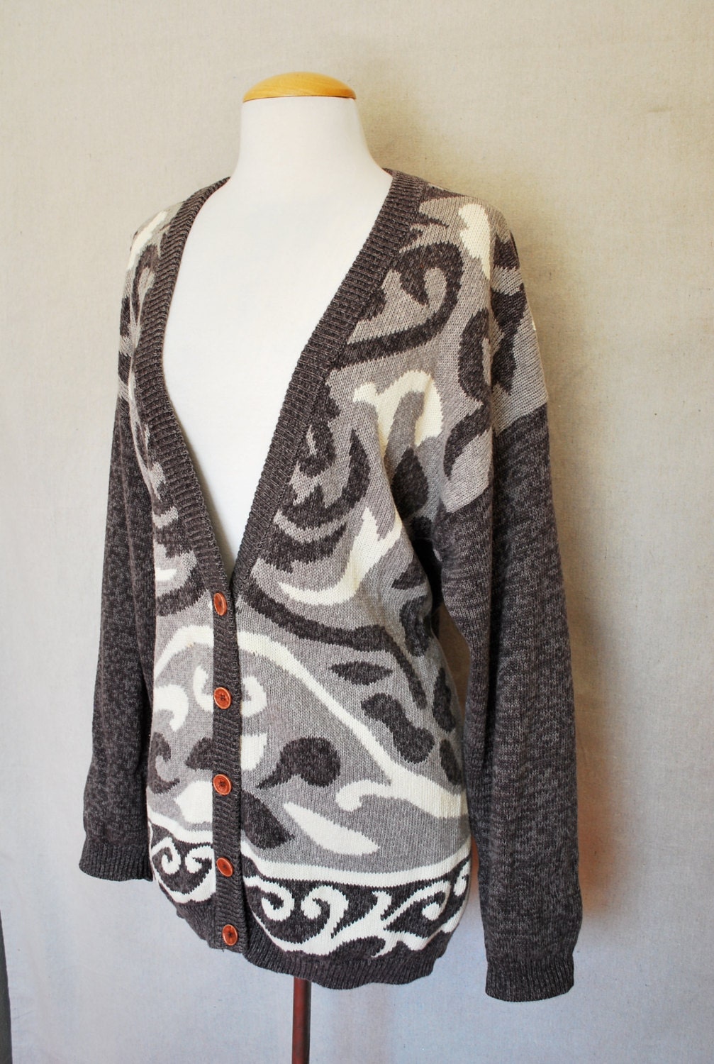 1980s Grandpa Sweater Casual Corner Knitted Cardigan Cardi Women's Large