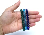 Stretch Bracelets, Blue bracelets, Blue Aqua  green,