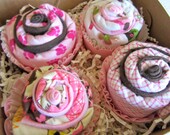 Burp Cloth Cupcake Set, Baby Girl Colors, Dog Lovers