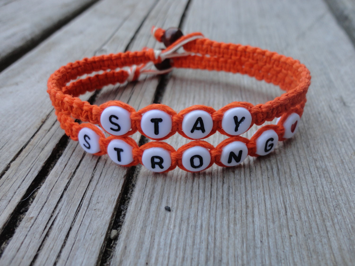 Stay Strong Bracelet Set, Orange Hemp Bracelet Set, Made to Order