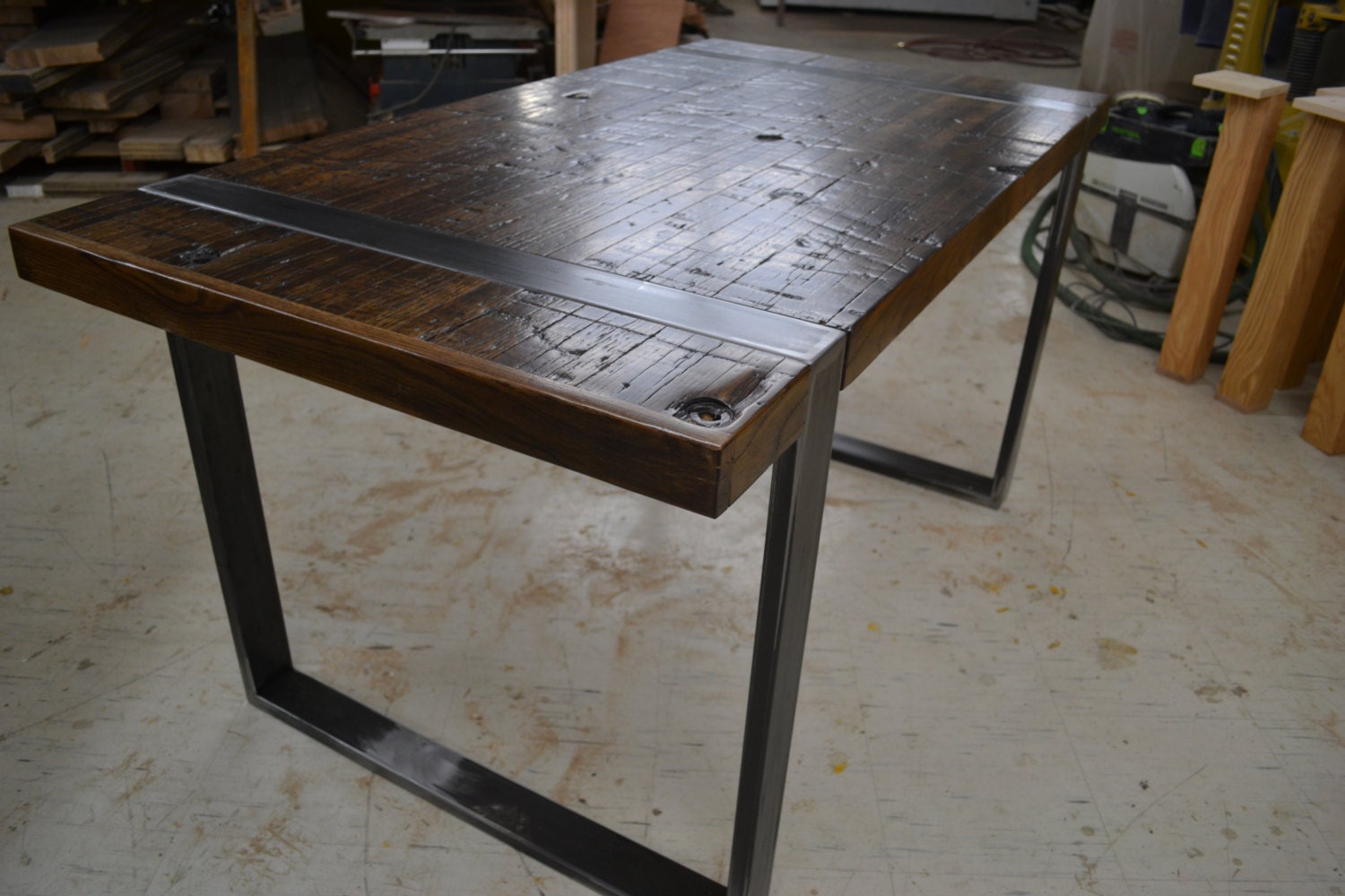Reclaimed Oak & Steel Dining Table