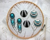 Set of Three Vintage Earrings - Instant Collection - Shades of Turquoise