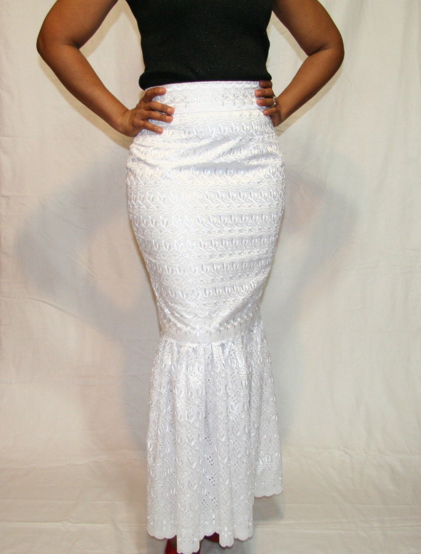 Long embroidered/ eyelet skirt