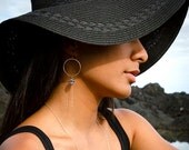 Shell Earrings, Black White Zebra, Gold Hammered Hoops, Hawaii Beach Jewelry, Gift for Her