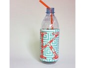 Personalized Can or Water Bottle Coozie Aqua White Orange Wedding Party Bridesmaid Favor Birthday Party Teacher Gift Monogrammed Gift