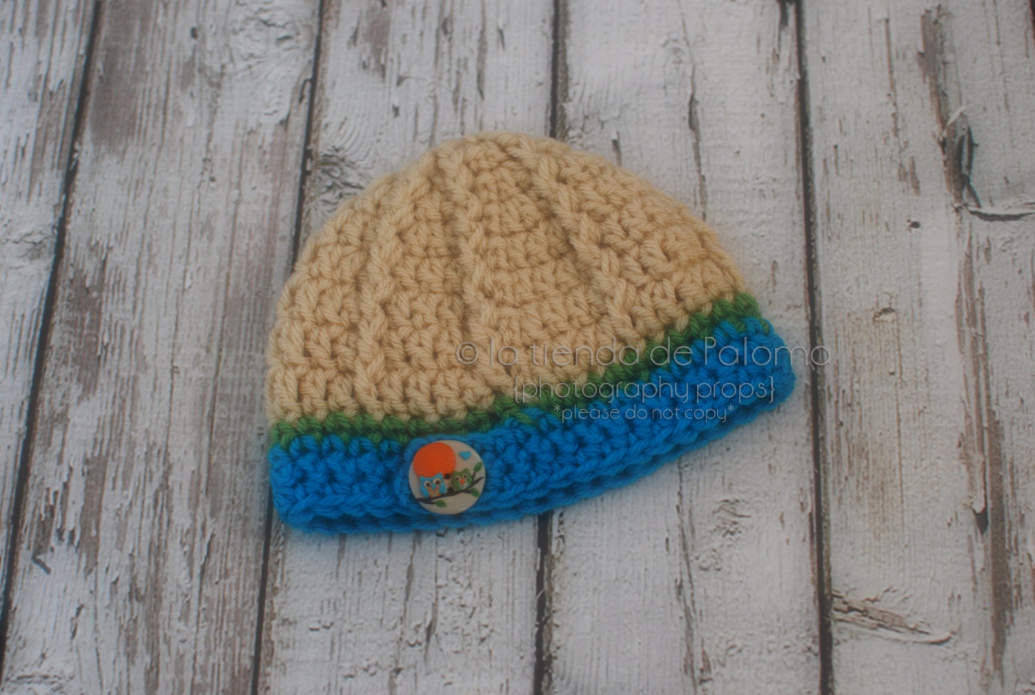 ON SALE - Crochet baby hat - Button hat - Photography prop
