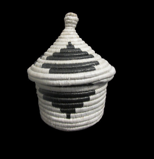 Black and White Hand Woven Basket