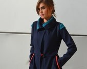 Blue geomatical coat