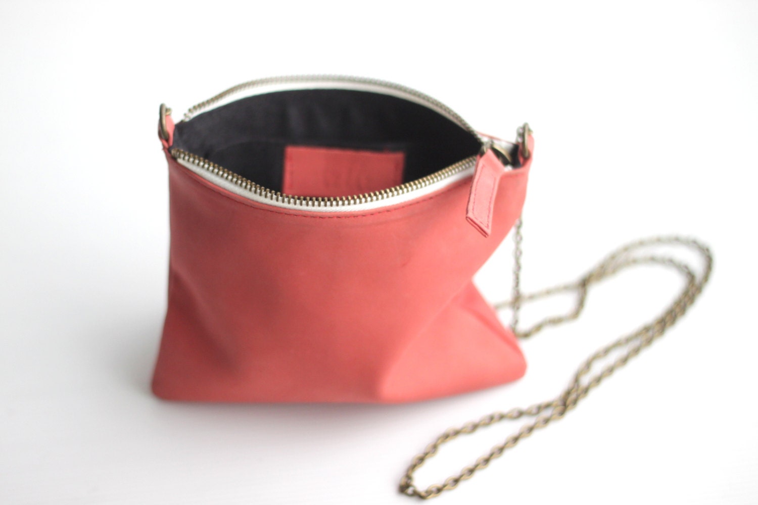 Mini Crossbody Pouch with Chain in Raspberry Red