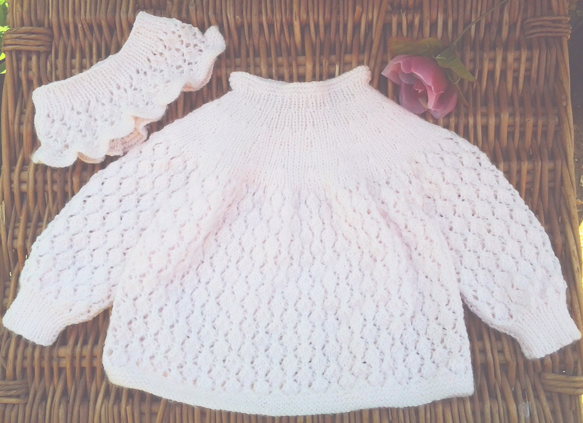 Baby Girl's pink Diamond lace dress and headband / earwarmer. Diamond Jubilee inspired.