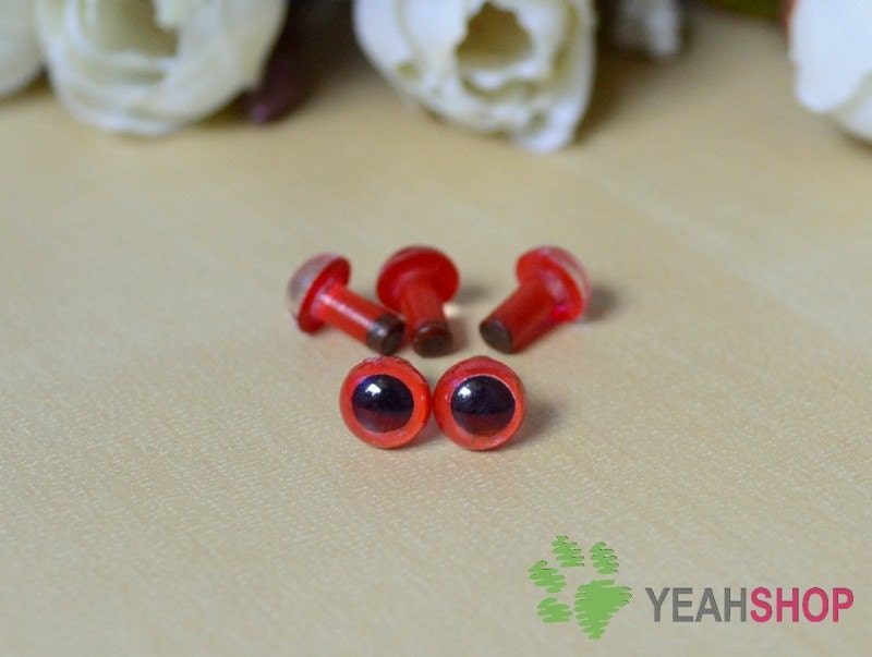 6mm Red Safety Eyes / Plastic Eyes - 10 Pairs