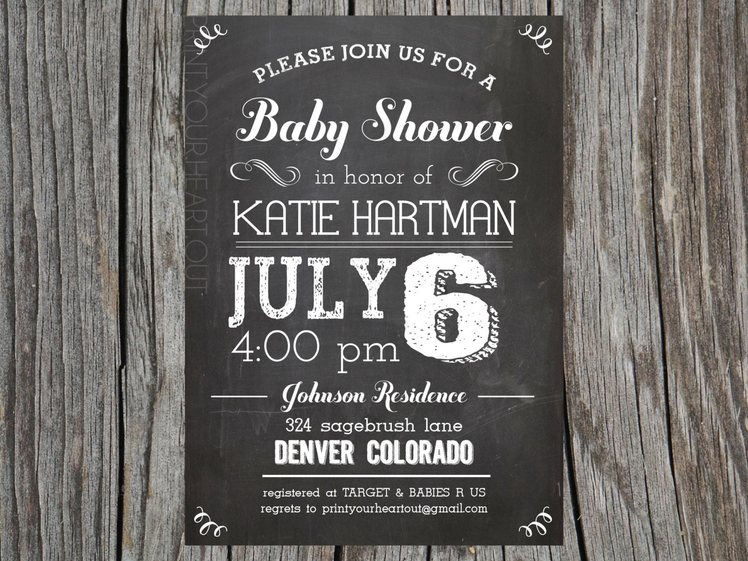 Chalkboard Vintage Baby Shower Invitation Rustic Il_170x135