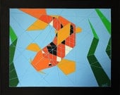 Hunter - Original, Koi Fish, 16x20 Canvas, Acrylic, Art, Painting, Modern Abstract Wall Art