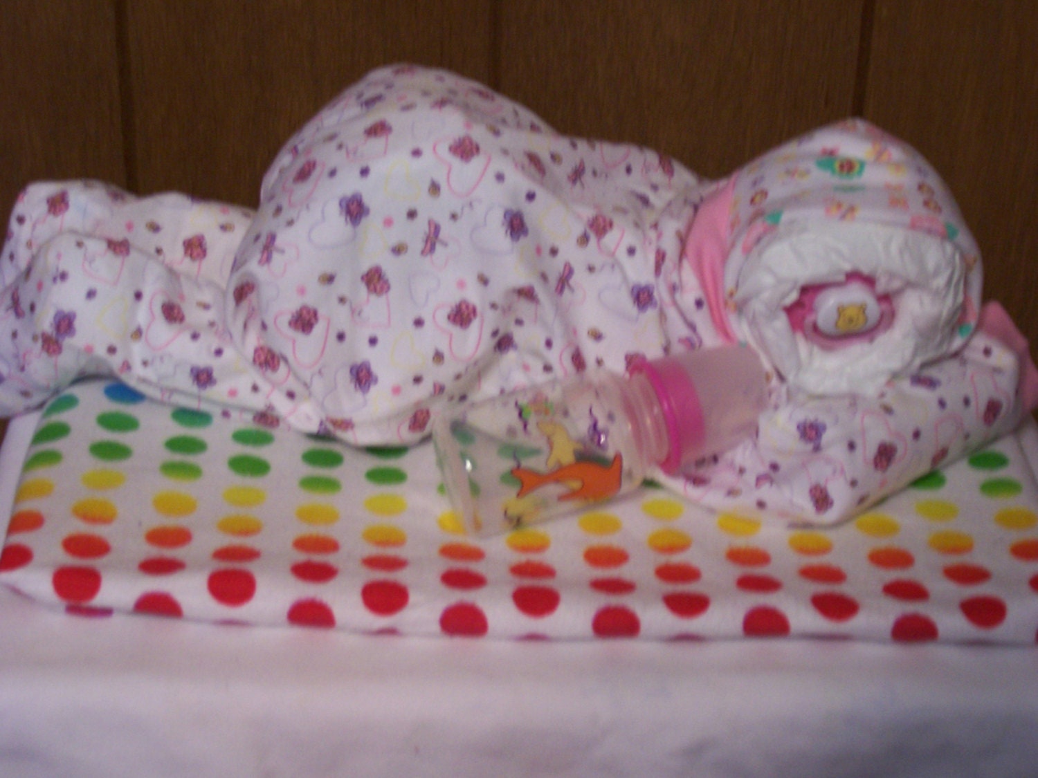 Pink Butterfly Sleeping Baby Diaper Cake