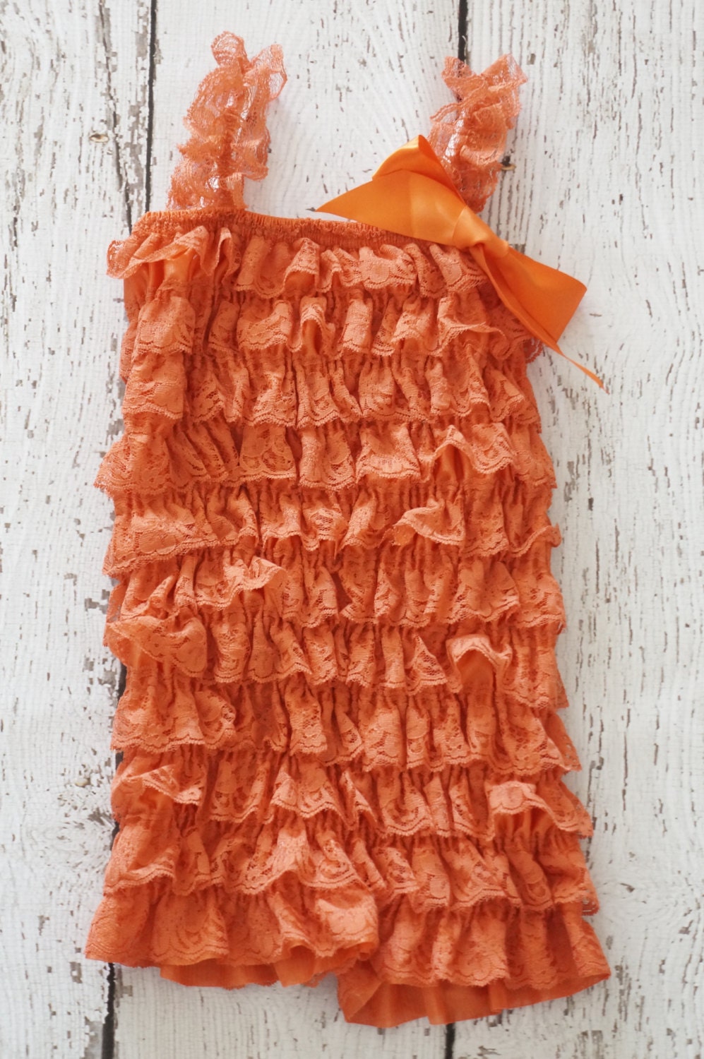 Petti Romper - Orange Petti Lace Romper - Lace Romper - Girls Romper - Baby Romper - Ruffle Romper - Lace Dress - Baby Outfit