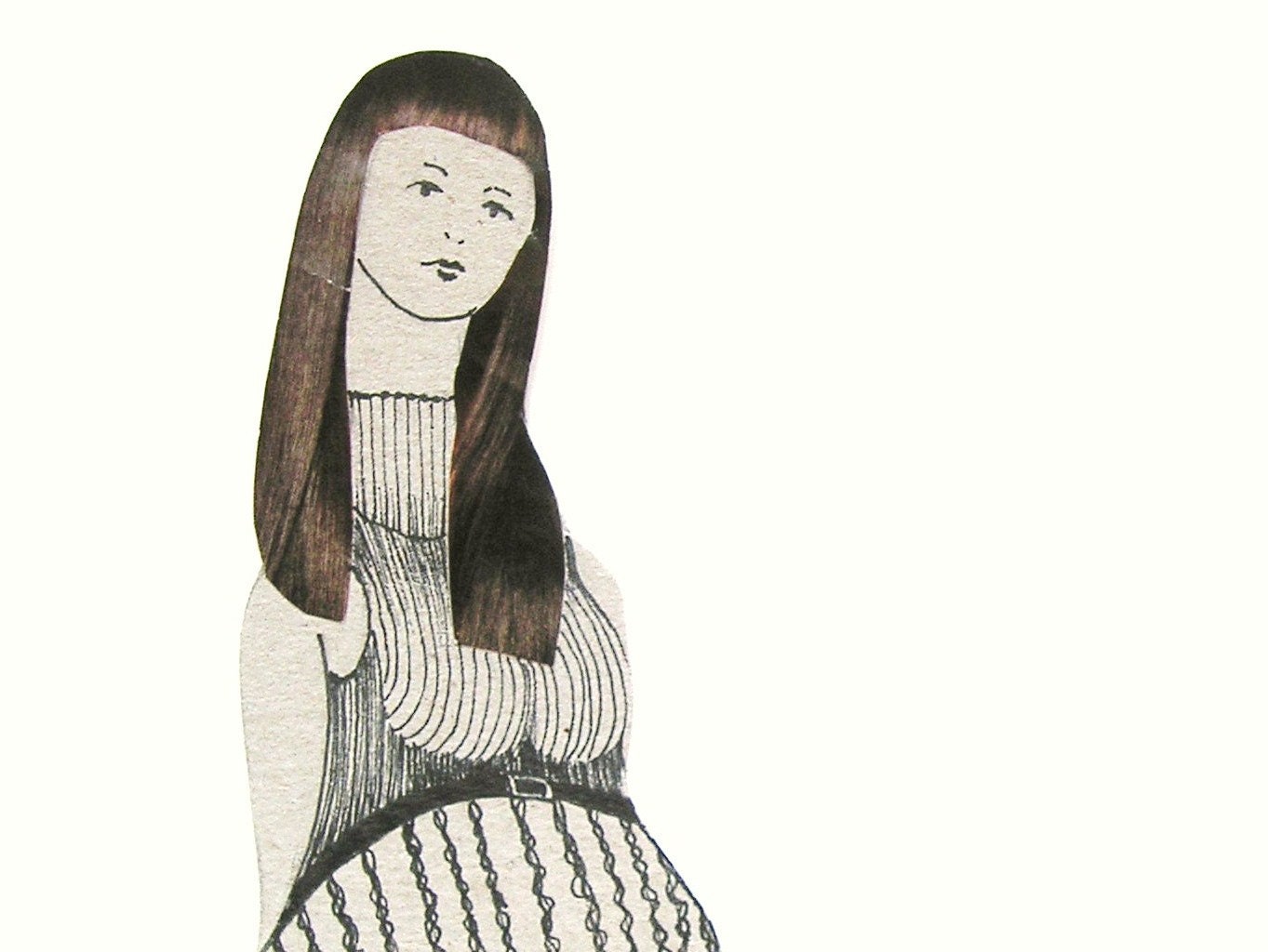 VIOLA/ Pregnant Paper Doll / bookmark / magnet