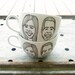 custom couple caricature mugs with initials - hand drawn portraits on tea cup pair - set of two (2)