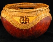 Forest Basket Woven Pine Needle and Gourd Bowl
