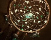 Custom Stone Dream Catcher-Living in Love - White Willow Dream Catcher with Beautiful Featherwork