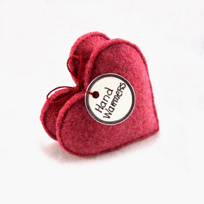 Pocket Hand Warmers CHERRY ROSE HEARTS  Felted Wool Rice Hand Warmers