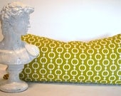 Lumbar Pillow Cover in a Golden Okra and Cream "Chain" and "Stripes"