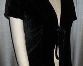 Silk Velvet Jacket Blouse Top Tunic Shawn Ray Fons Size 10 Ties Closure Lined