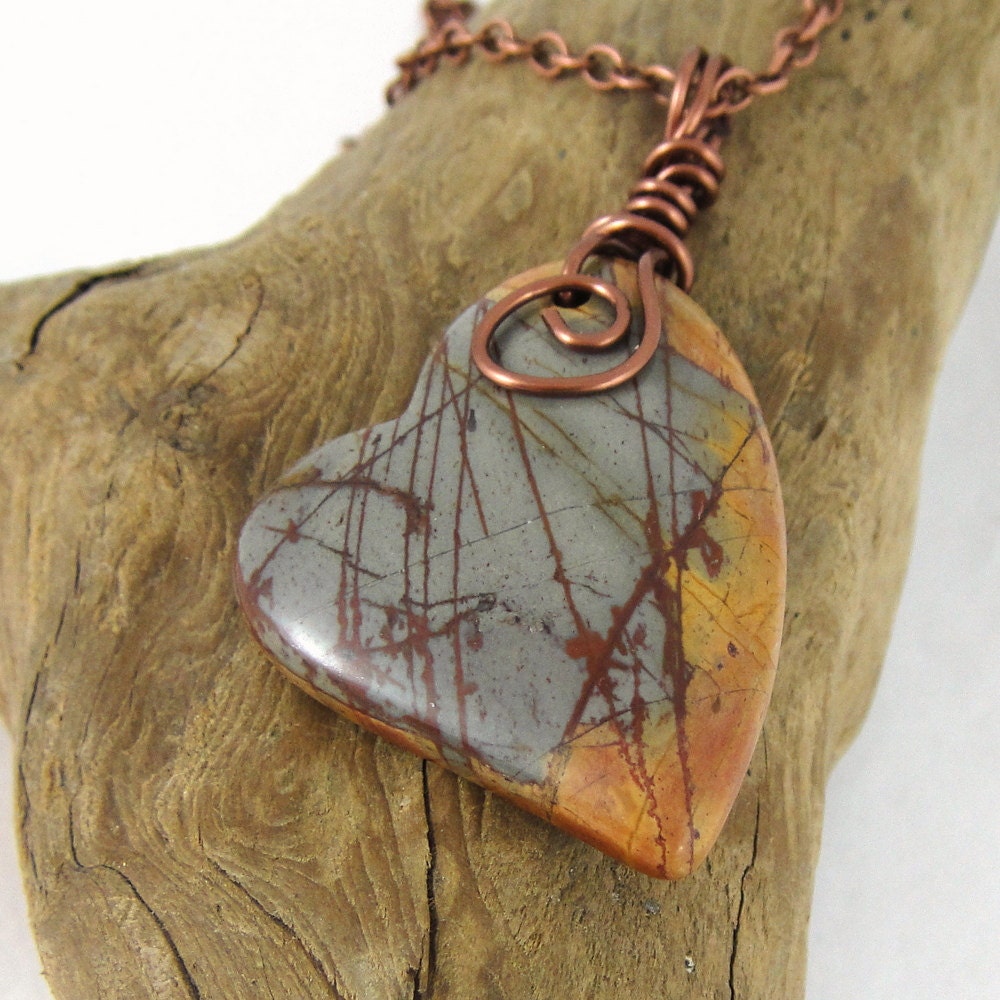 Picasso Jasper heart Gemstone Necklace