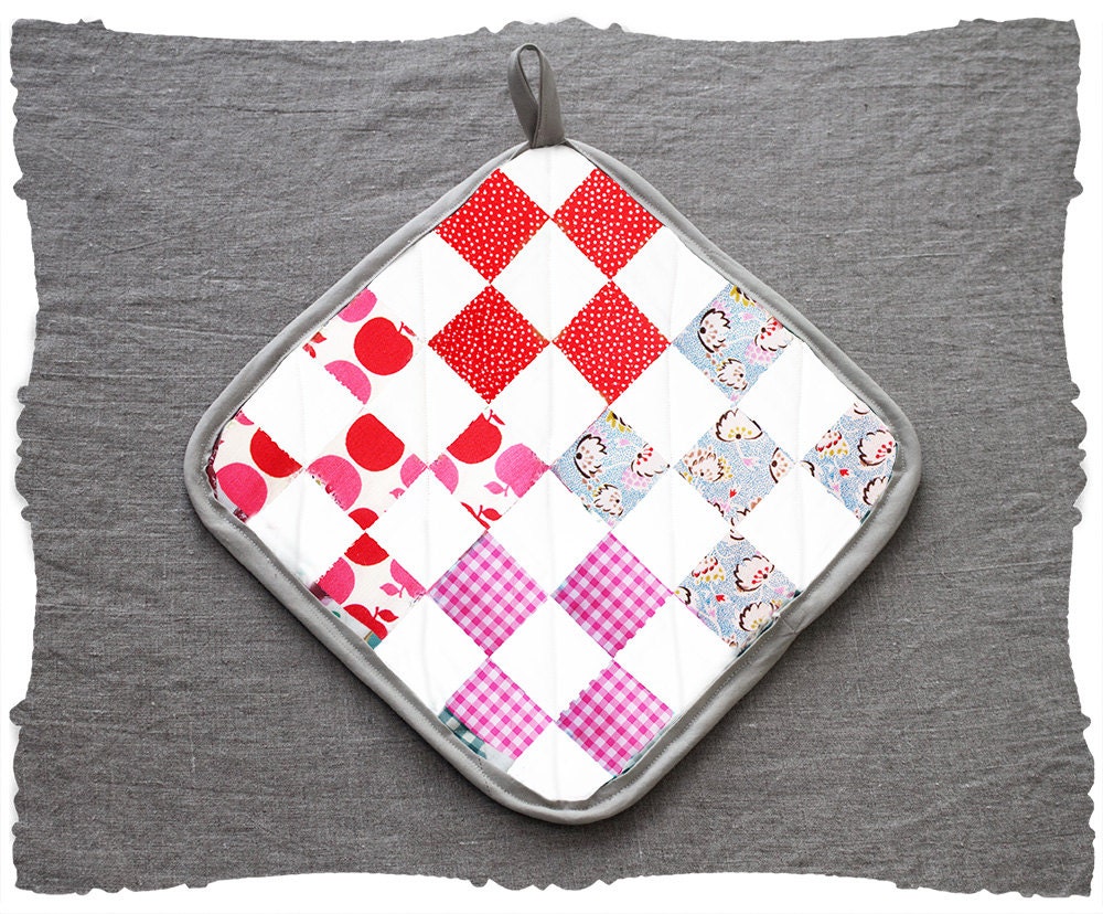 patchwork kit, video tutorial. victoria & albert liberty petal and apples fabrics. "nine-patch" quilting squares. old school.