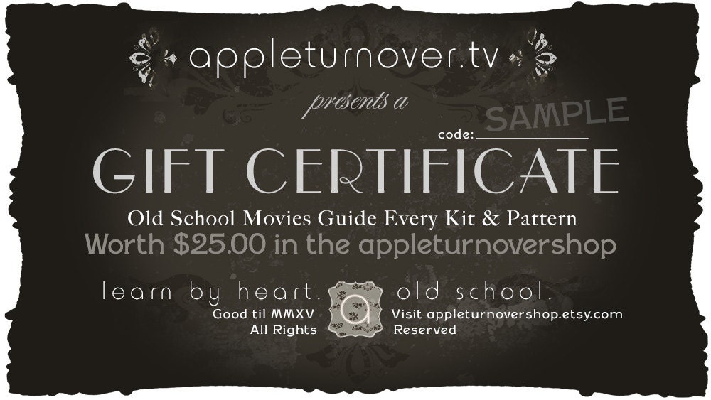 a gift certificate for 25 dollars in the appleturnovershop.