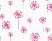 New Item - Pair of Decorative Designer Custom Curtains Drapes  50 x 96 White and Raspberry Pink Dandelions with Blackout Lining