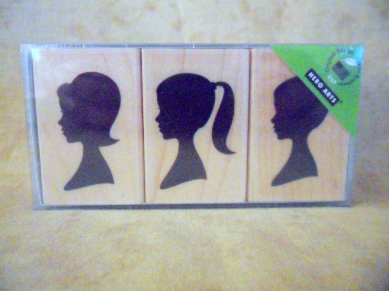 3 Cameo Silhouette Wood Mounted Rubber Stamps by Hero Arts-SALE