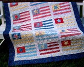 4th of July Quilt, with Bright Colors with Cottage, Beachy Feel with Charlevoix fabric From Moda