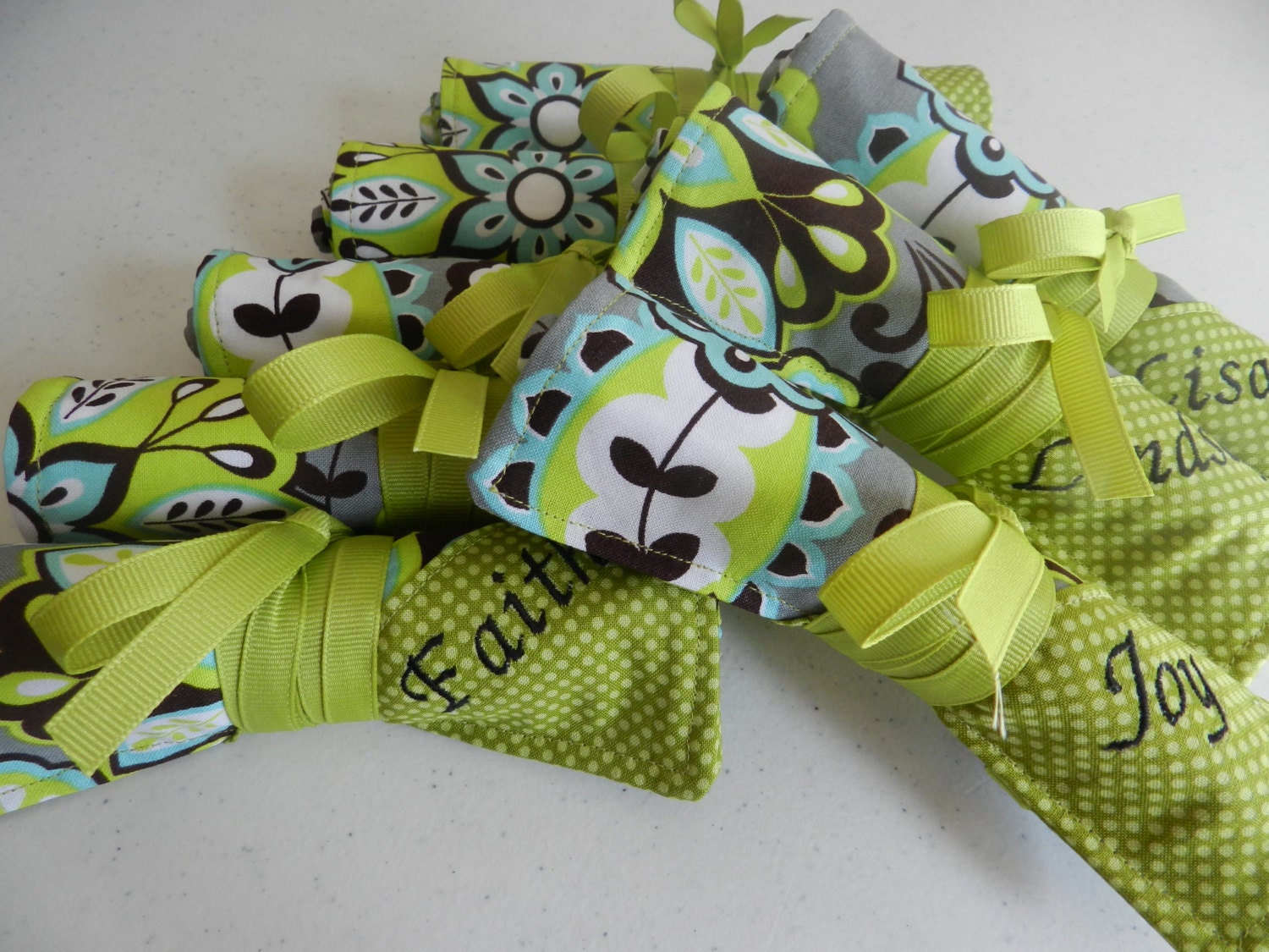 Bridesmaid Gift/Favor for Bridal Party of 8 Jewelry Rolls with First Name or Initial Monograms plus FREE Shipping