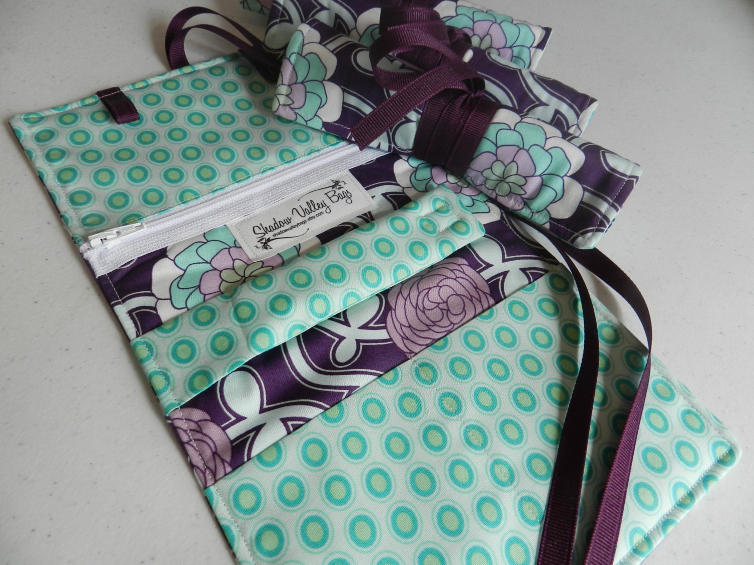 Bridesmaid Gift/Favor for Bridal Party of 4 Travel Jewelry Rolls in the fabrics of your choice plus Free Shipping