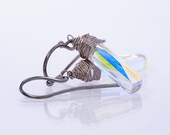 Small Swarovski Earrings Spring Jewelry Spring Wedding Earrings Crystal White Oxidized Silver Earrings