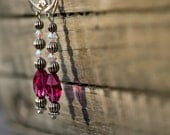 Long Beadwork Dangle Earrings Pink Summer Swarovski Jewelry