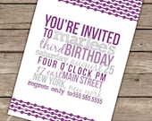 Typographic Birthday Invitation (Printable Digital File) Il_170x135