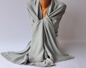 Pashmina shawl/bridesmaid gift, bridal shawl ,shawl ,maid of Honor gift,emblished pashmina  /color : 4-grey, bridal gift/with handmade lace,