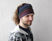 Knitted Mens Headband Guys knit hair wrap - blue burgundy grey Unisex Adults Dread band
