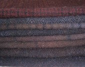 Hand Dyed Wool Fabric for Rug Hooking and Appliqué 8 Eighths Bundle DARKS