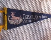 Vintage Catskill Game Farm Pennant with Leaping Buck