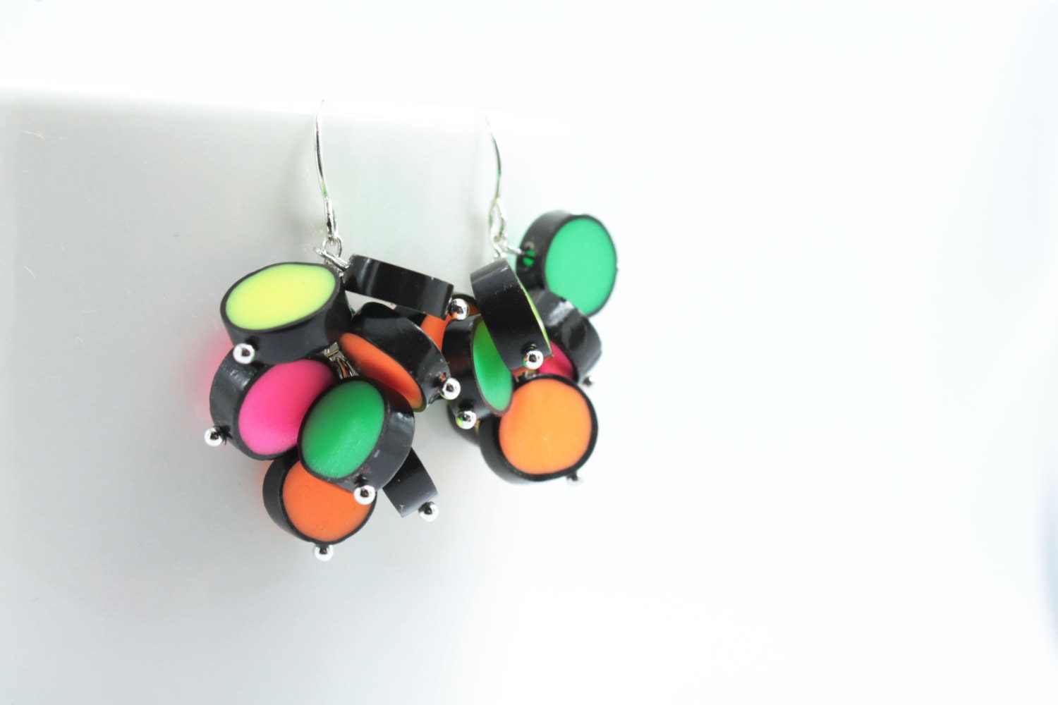 Neon Geometric Earrings - neon yellow, pink.green, orange